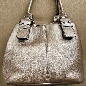 Tignanello Silver Metalic Satchel / Purse